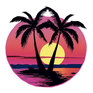 Retro Sunset Palm Trees PNG gbe41 PNG