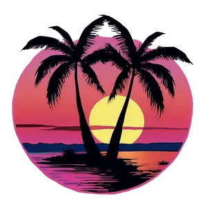 Retro Sunset Palm Trees Png Gbe41 PNG Image