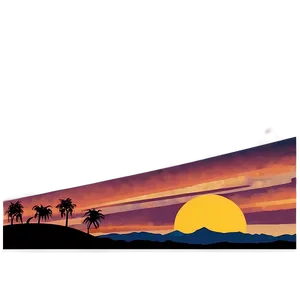 Retro Sunset Scenery Png Jgj PNG Image