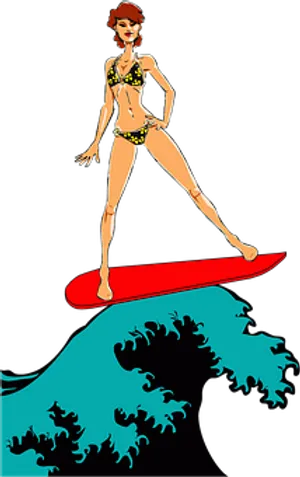 Retro Surfing Illustration PNG Image