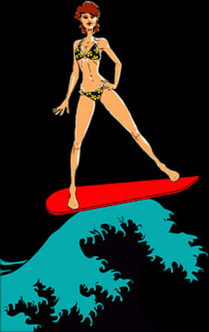 Retro Surfing Illustration PNG with transparent background