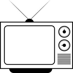 Retro T V Icon Blackand White PNG Image