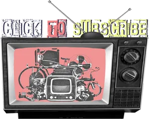 Retro T V Subscribe Concept PNG Image