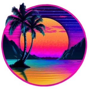 Retro Vaporwave Sunset PNG jus96 PNG image with transparent background