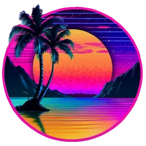 Retro Vaporwave Sunset Png Jus96 PNG Image