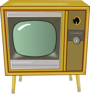 Retro Yellow Television Cartoon PNG Image