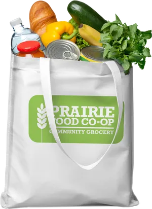 Reusable Grocery Bag Fullof Food Items PNG Image