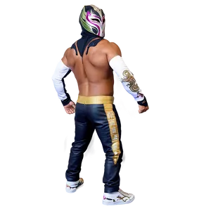 Rey_ Mysterio_ Back_ Pose_ Wrestling_ Attire PNG Image