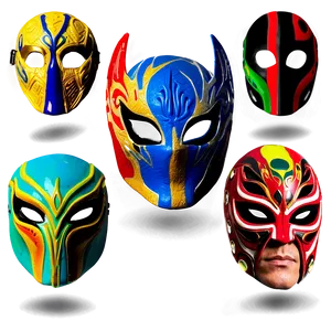 Rey Mysterio Masks Collection PNG Image