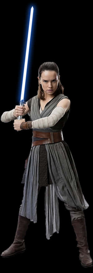 Rey_with_ Lightsaber_ Star Wars PNG image with transparent background