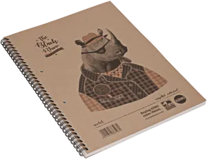 Rhino Detective Illustrated Notebook PNG Image