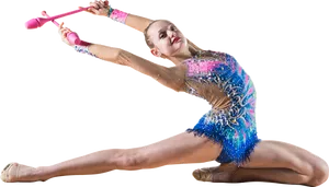 Rhythmic Gymnast Clubs Performance PNG Image