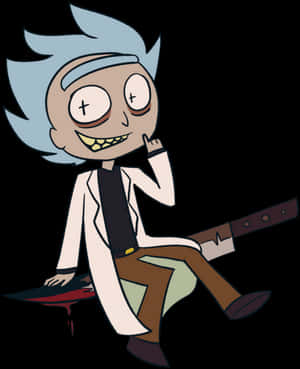 Rick Sanchez Sitting Animated Character PNG image with transparent background
