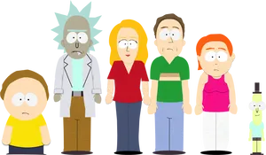 Rickand Morty South Park Style PNG Image