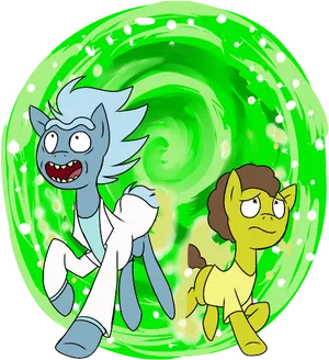 Rickand Morty Style Pony Characters Portal PNG Image