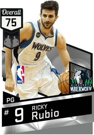 Ricky Rubio Minnesota Timberwolves Card PNG Image