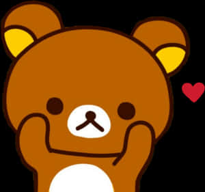 Rilakkuma Cartoon Bear Love Heart PNG image with transparent background