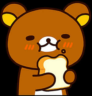 Rilakkuma Eating Bread Cartoon PNG image with transparent background