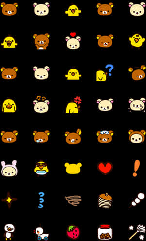 Rilakkuma Emoji Pattern Background PNG image with transparent background
