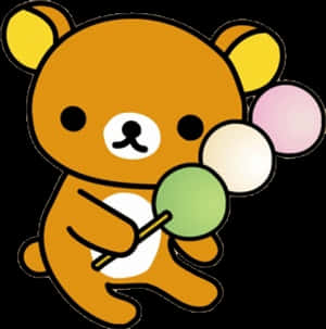 Rilakkuma Holding Dango Sticks PNG image with transparent background