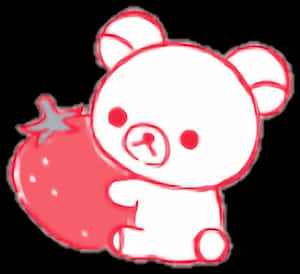 Rilakkuma Hugging Strawberry PNG image with transparent background