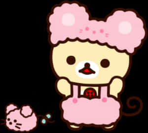 Rilakkumain Pink Bear Costume PNG image with transparent background
