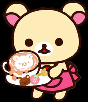 Rilakkumawith Latte Artand Sweets PNG image with transparent background