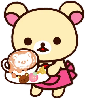 Rilakkumawith Latte Artand Sweets PNG Image