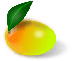 Ripe Mango With Leaf PNG