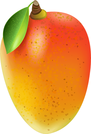 Ripe Mango With Leaf PNG image with transparent background