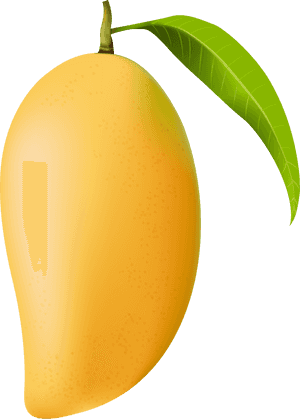 Ripe Mango With Leaf PNG image with transparent background