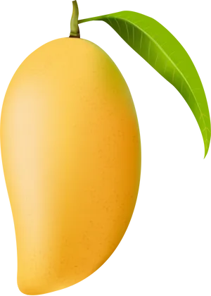 Ripe Mango With Leaf PNG Image