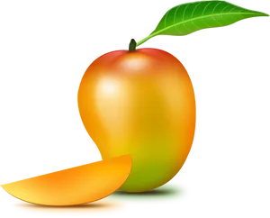 Ripe Mango With Slice.png PNG Image