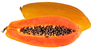 Ripe Papaya Halfand Whole PNG Image