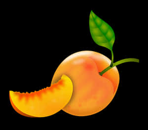 Ripe Peach With Slice Illustration PNG with transparent background