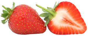 Ripe Strawberryand Cross Section PNG Image