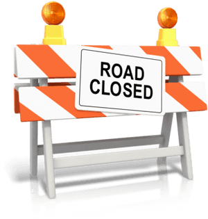 Road Closed Barrier Sign PNG