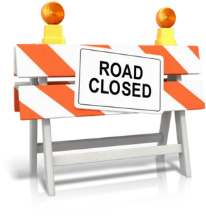 Road Closed Barrier Sign PNG Image