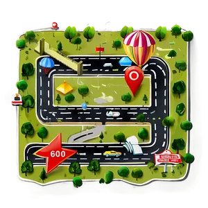 Road Map With Landmarks Png Lni PNG Image