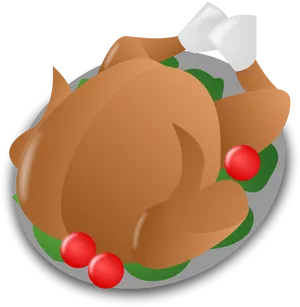 Roast Chicken Dinner Plate Illustration PNG Image