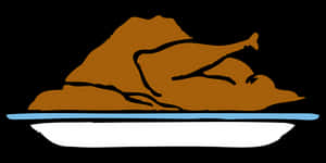 Roast Turkeyon Platter Illustration PNG image with transparent background