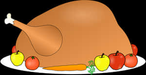 Roast Turkeywith Vegetables Illustration PNG image with transparent background