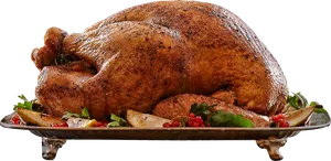 Roasted Thanksgiving Turkeyon Platter PNG Image