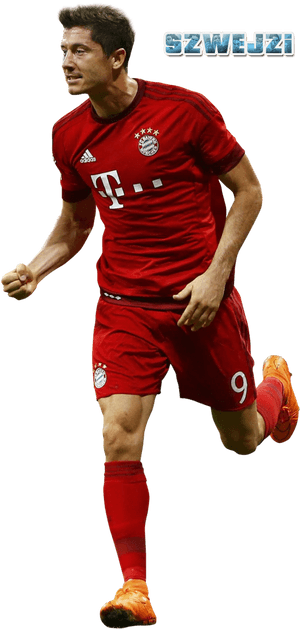 Robert Lewandowski Bayern Munich Action Shot PNG image with transparent background