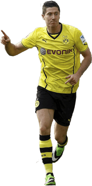 Robert Lewandowski Borussia Dortmund Action Shot PNG image with transparent background