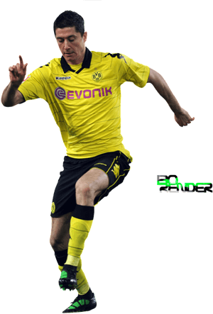 Robert Lewandowski Borussia Dortmund Action Shot PNG image with transparent background