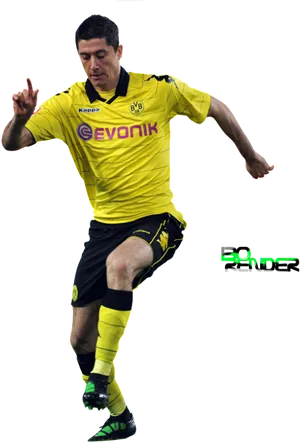 Robert Lewandowski Borussia Dortmund Action Shot PNG Image