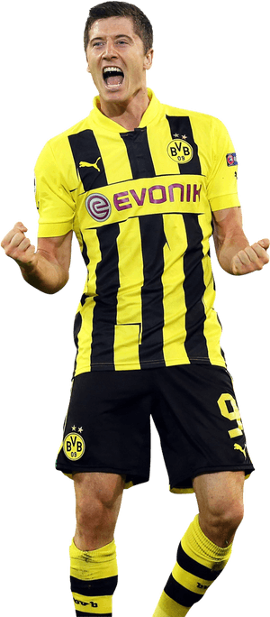 Robert Lewandowski Celebration Borussia Dortmund PNG image with transparent background