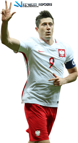 Robert Lewandowski Poland Kit Celebration PNG image with transparent background