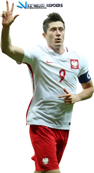 Robert Lewandowski Poland Kit Celebration PNG Image